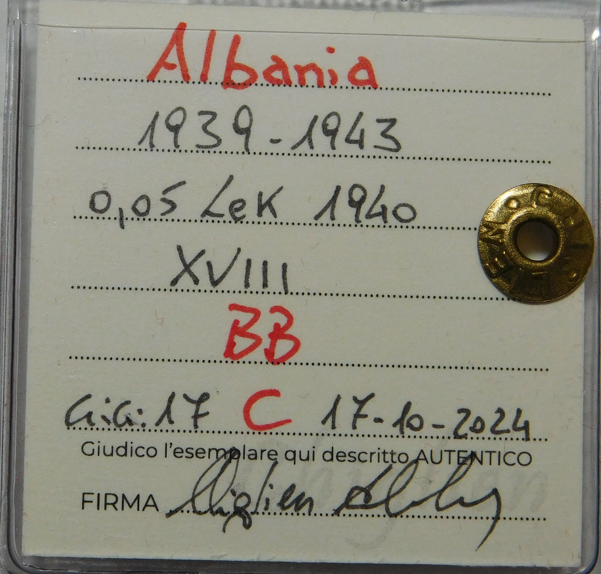 0,05 lek 1940 XVIII