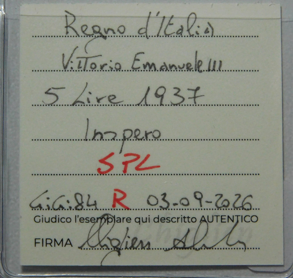 5 lire 1937