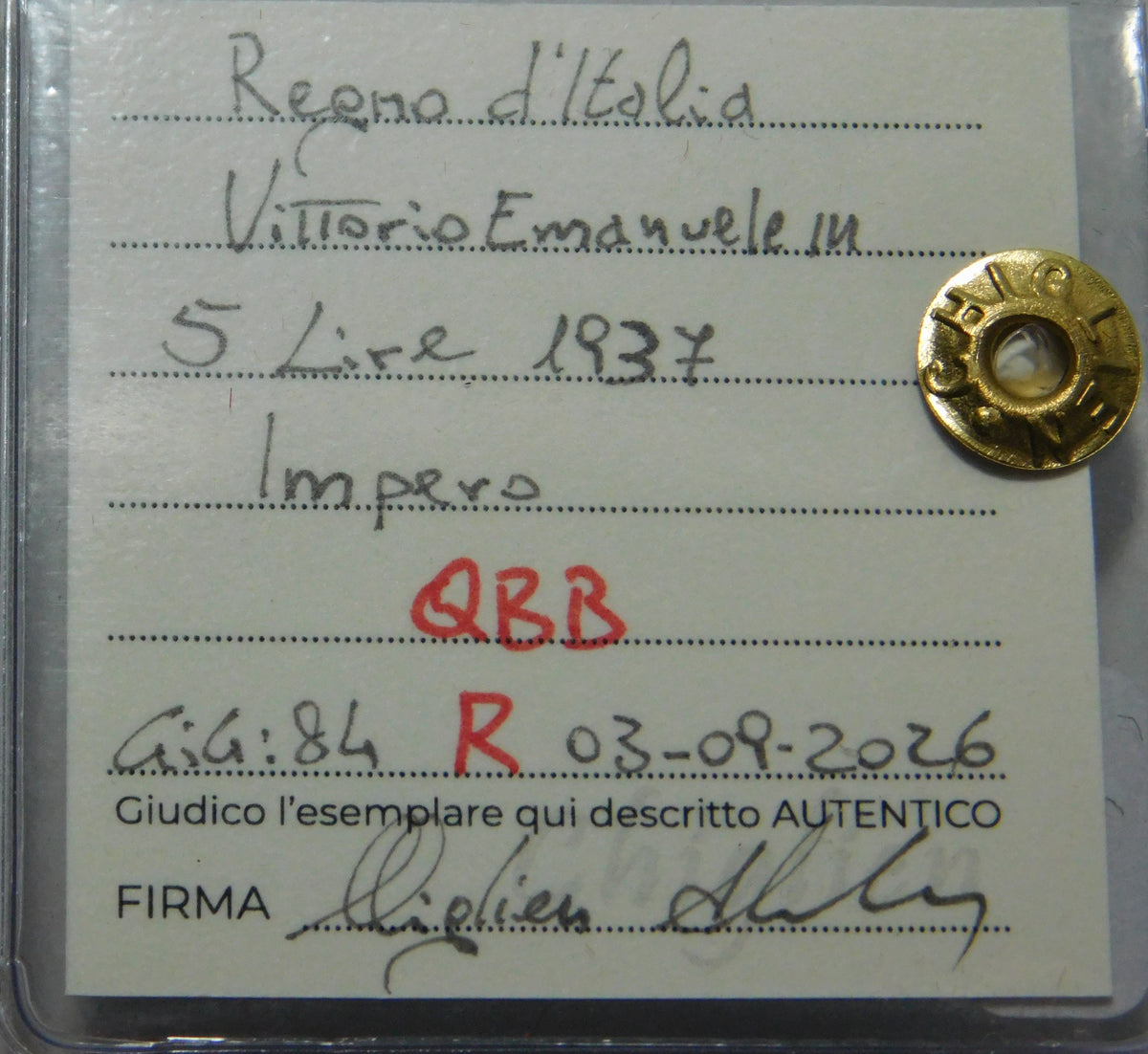 5 lire 1937