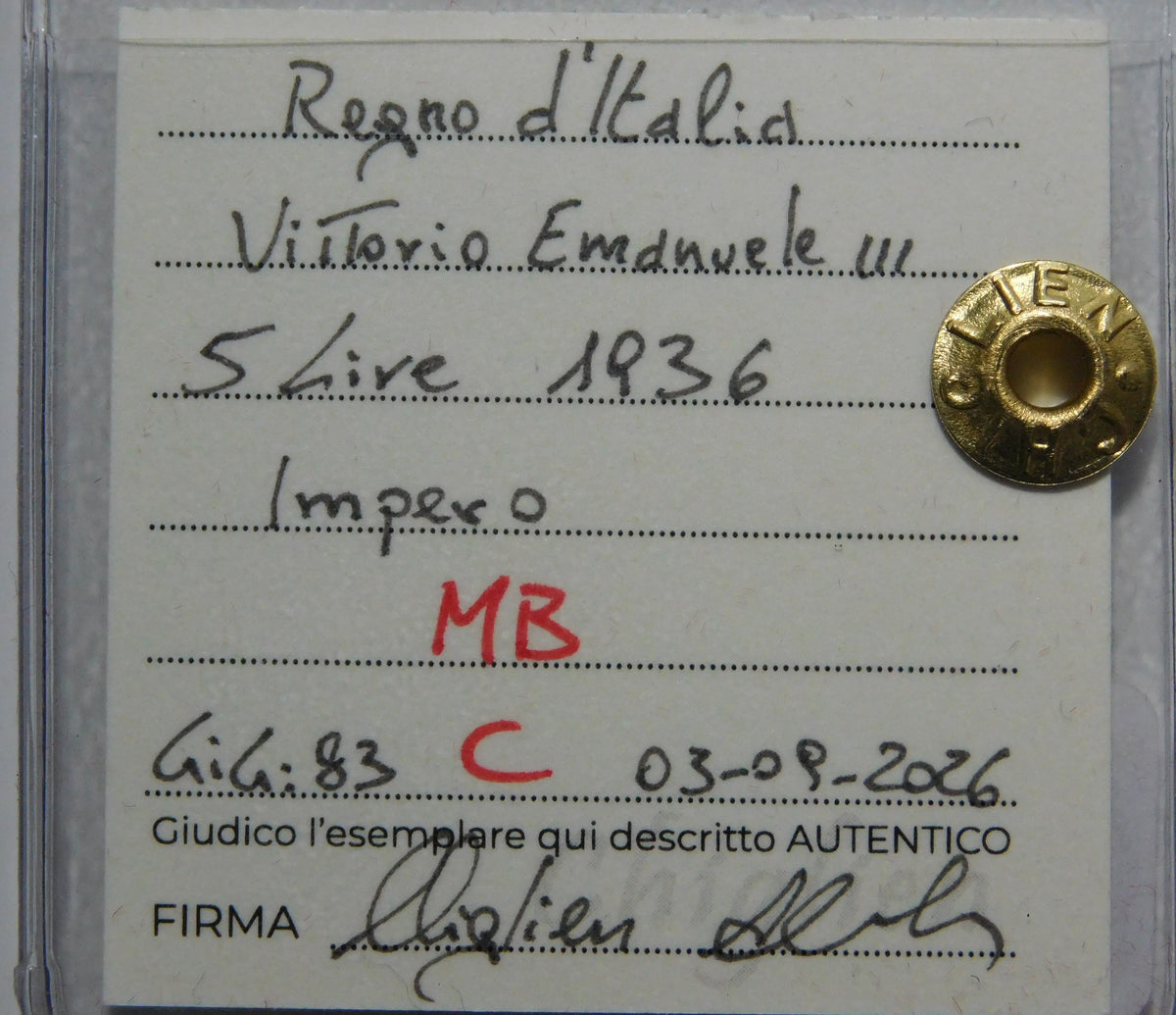 5 lire 1936