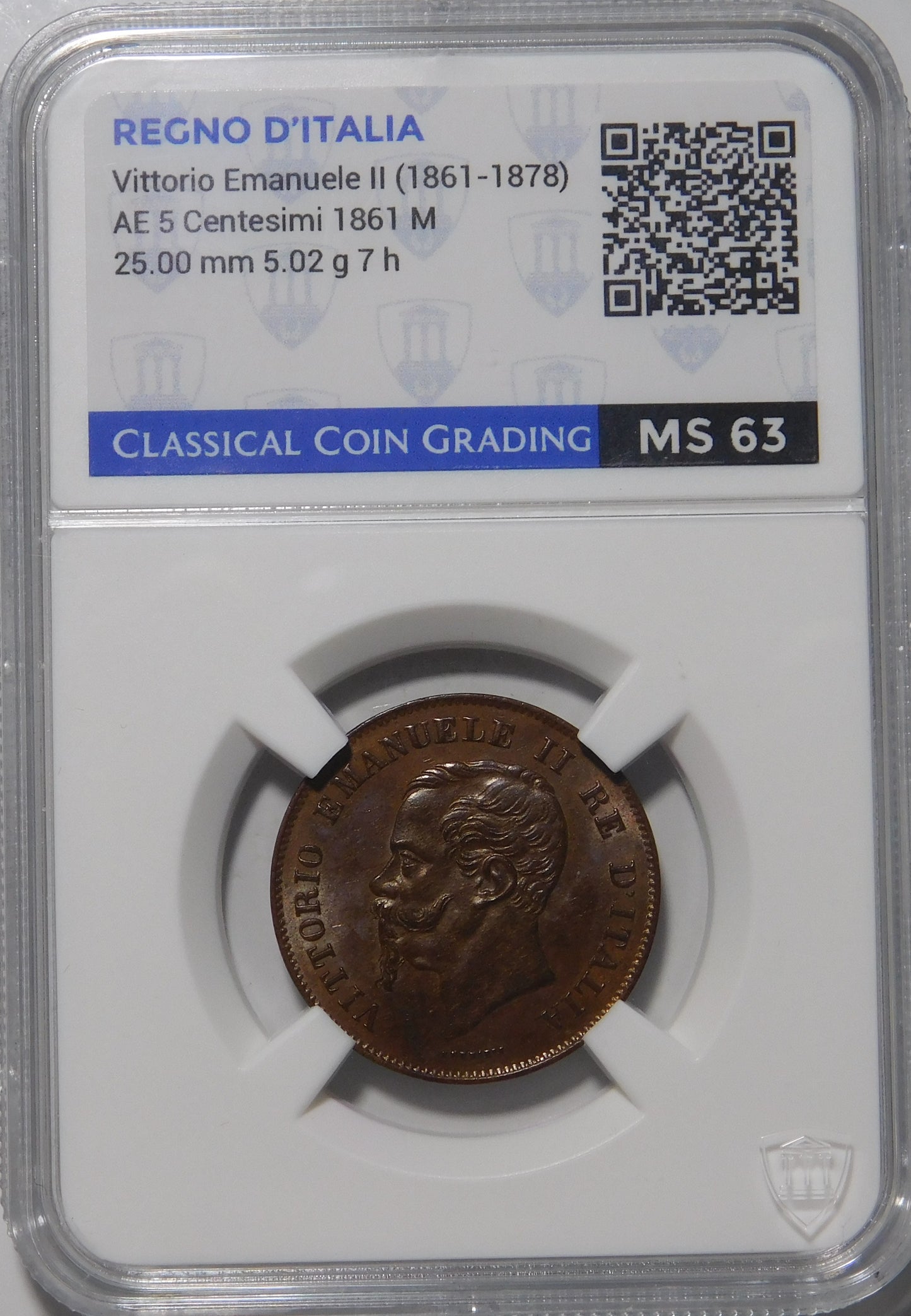 5 centesimi 1861 Milano