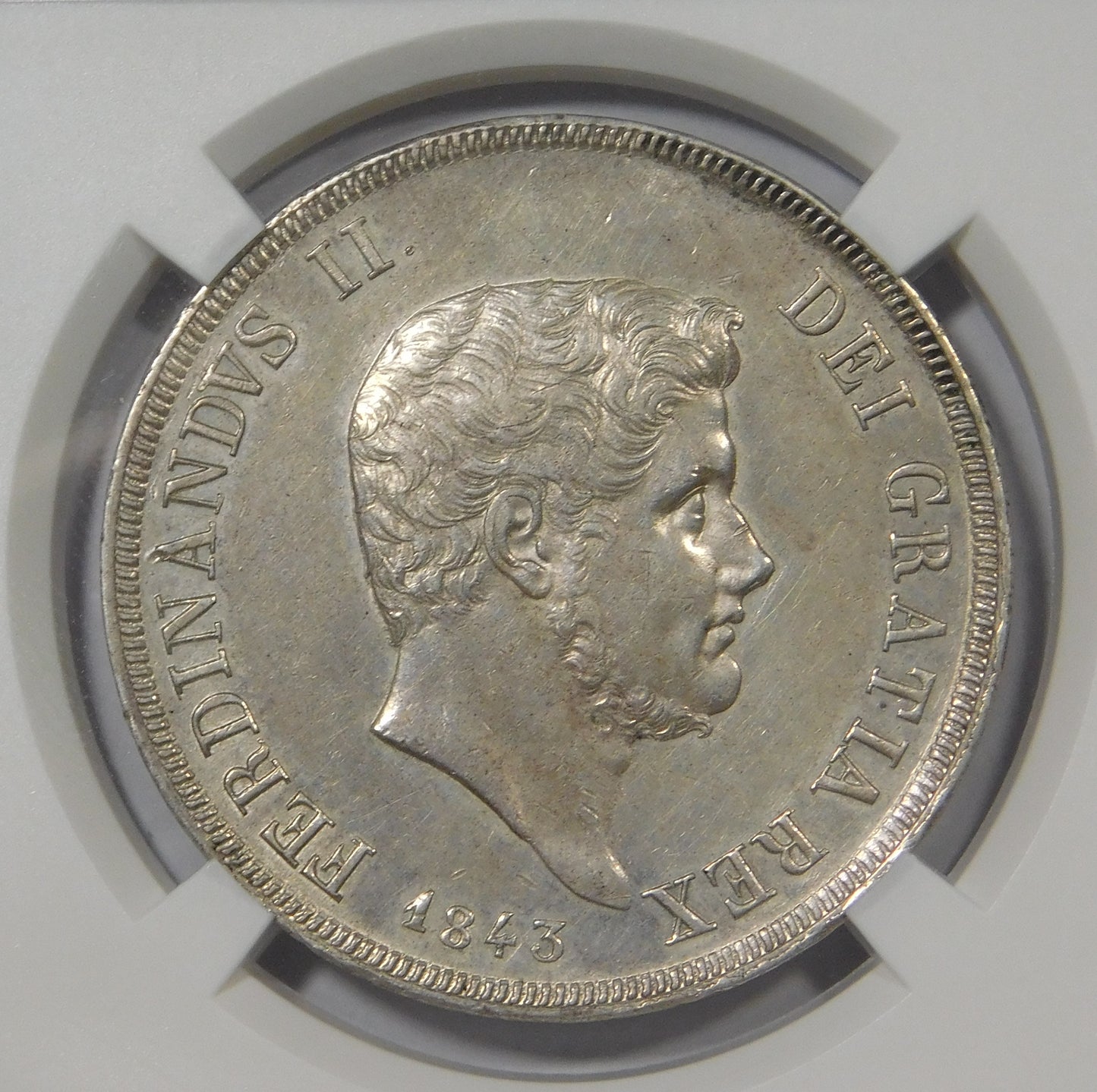 120 Grana 1843 in Slab Classical Coin Grading AU 55