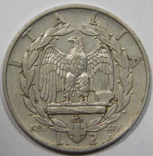 2 lire 1936 XIV