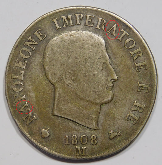 5 lire 1808 Milano