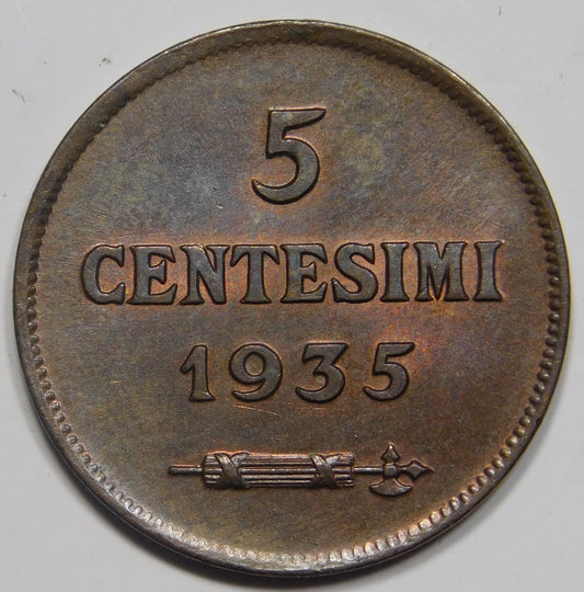 5 centesimi 1935