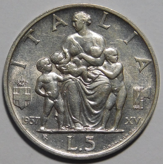 5 lire 1937 XV