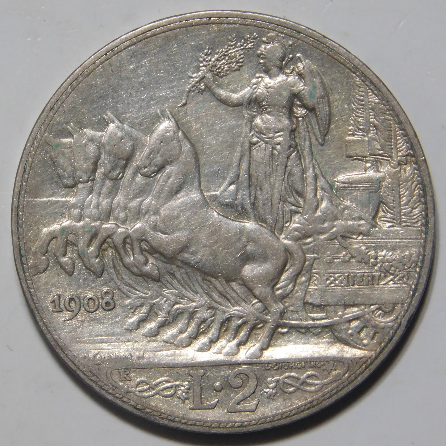 2 lire 1908 Quadriga Veloce
