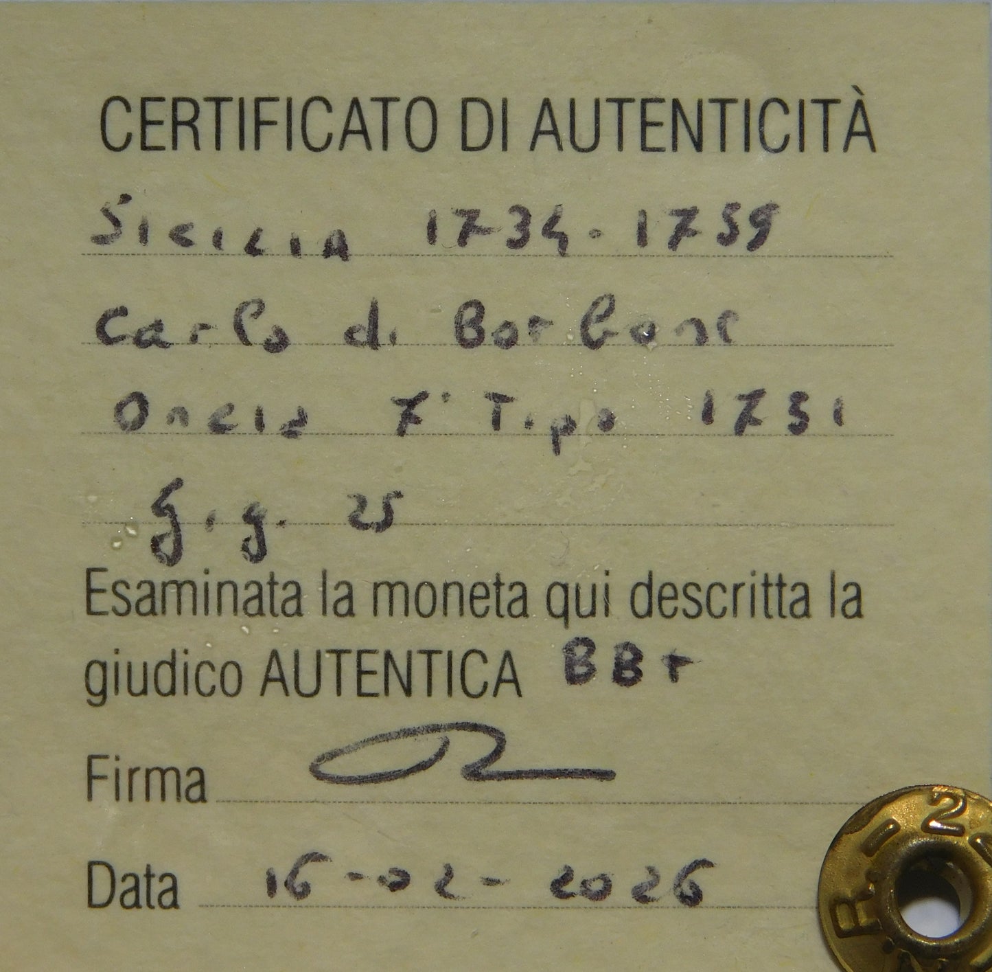 Oncia d'oro 1751