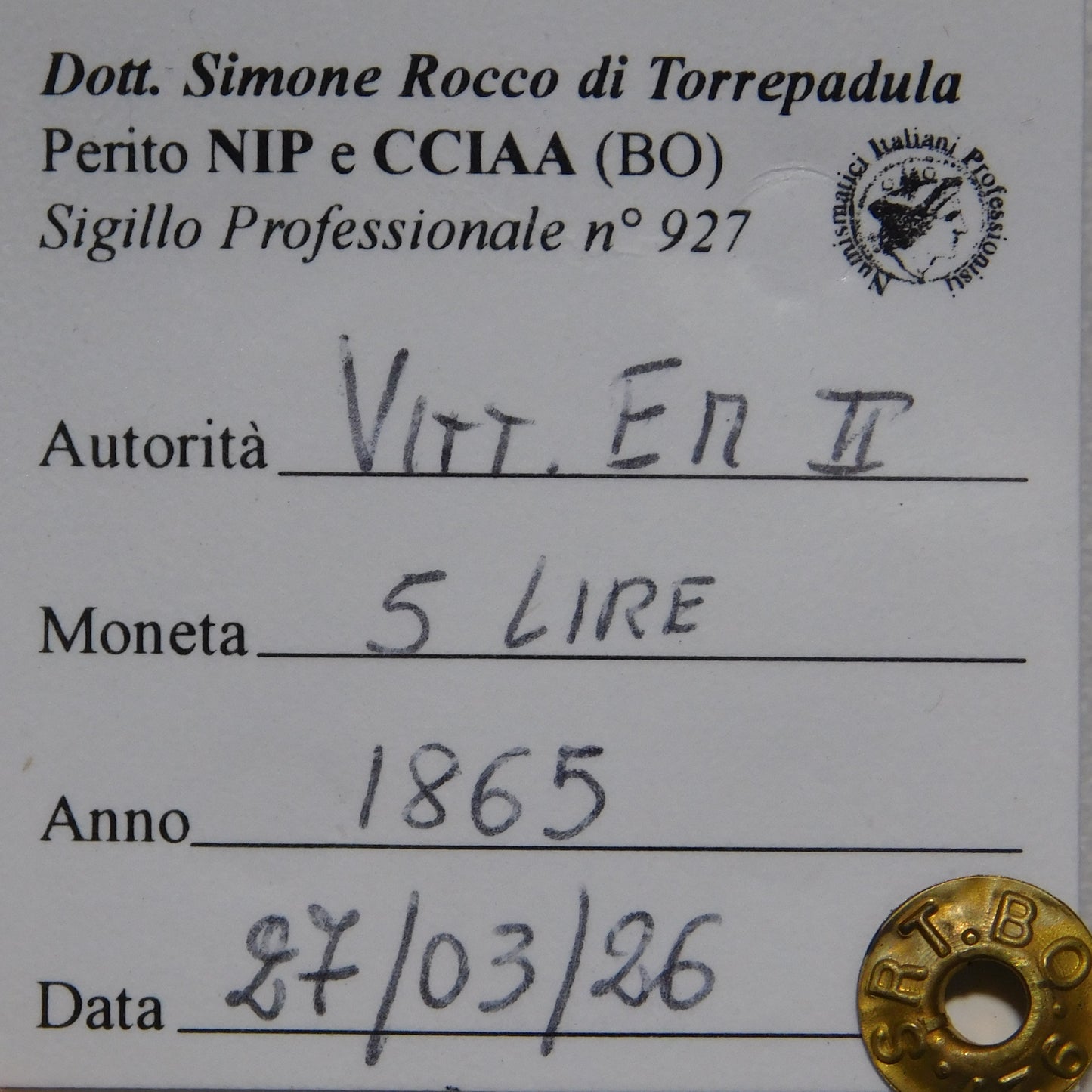 5 Lire 1865 Torino