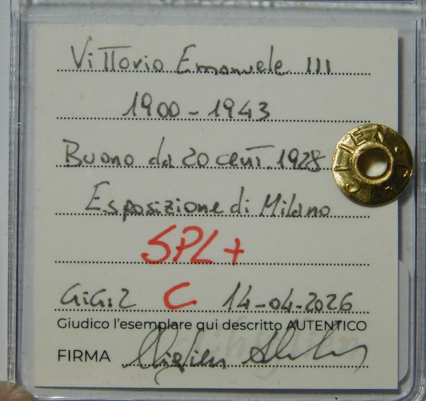 Buono da 20 centesimi 1928 Fiera di Milano