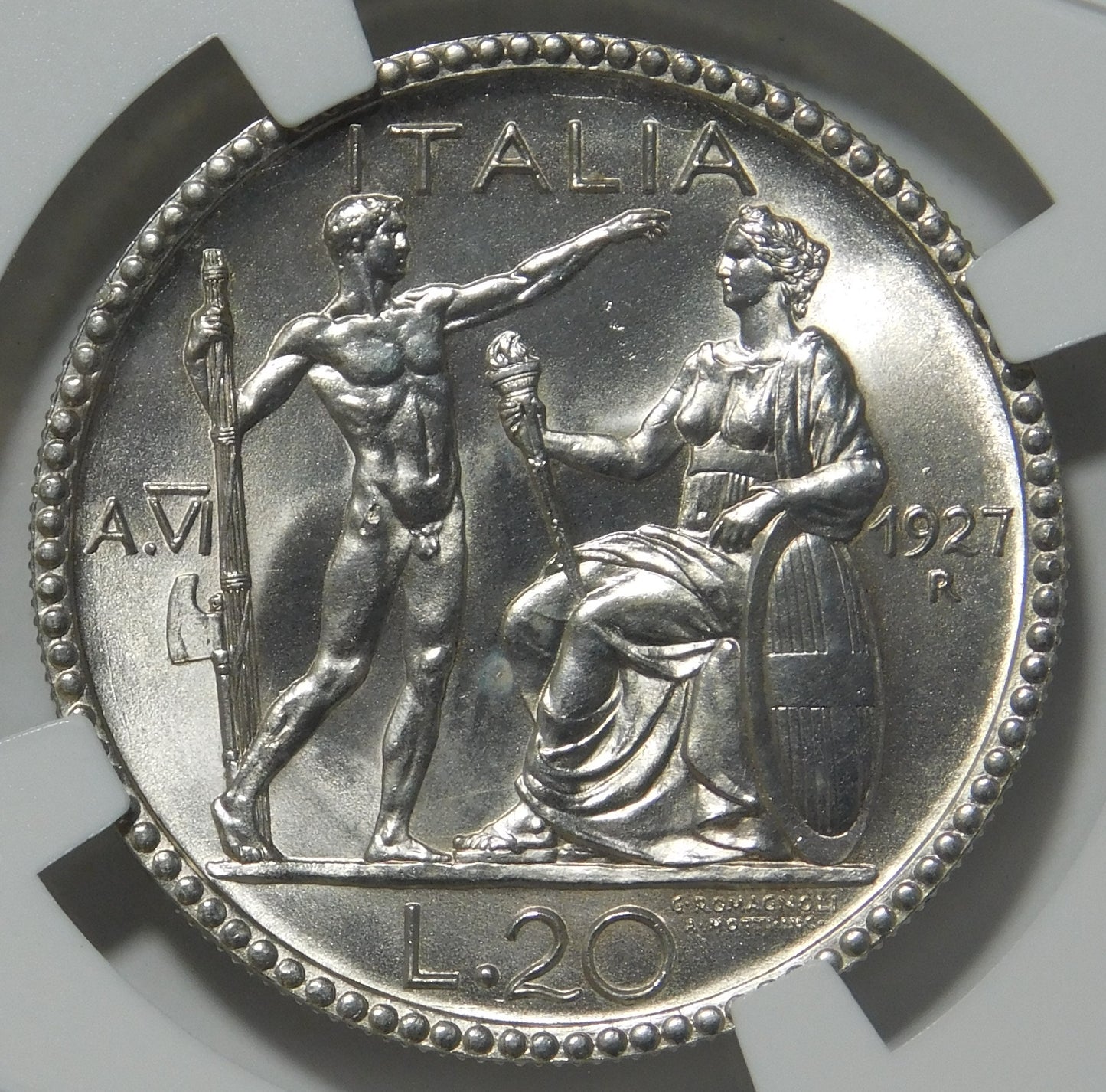 20 lire 1927 A.VI