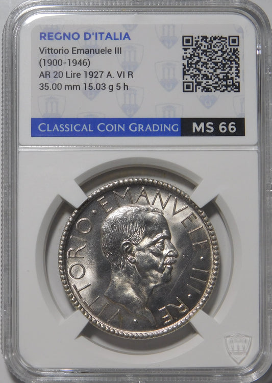 20 lire 1927 A.VI