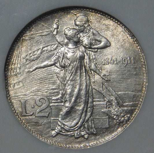2 lire 1911 Cinquantenario